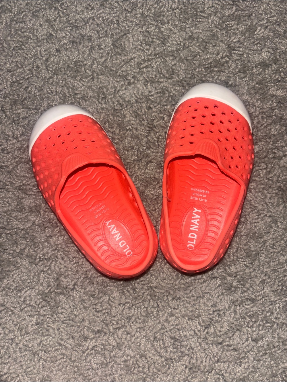 Old Navy Bright Coral Slip-On Kids' Water Shoes with White Toe